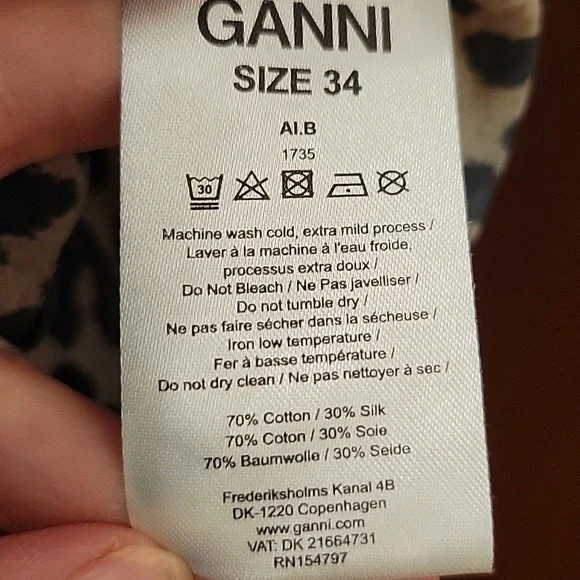 GANNI | Leopard Print Smocked Short Sleeve Peplum Hem top Cotton & Silk - XS - Picture 10 of 12